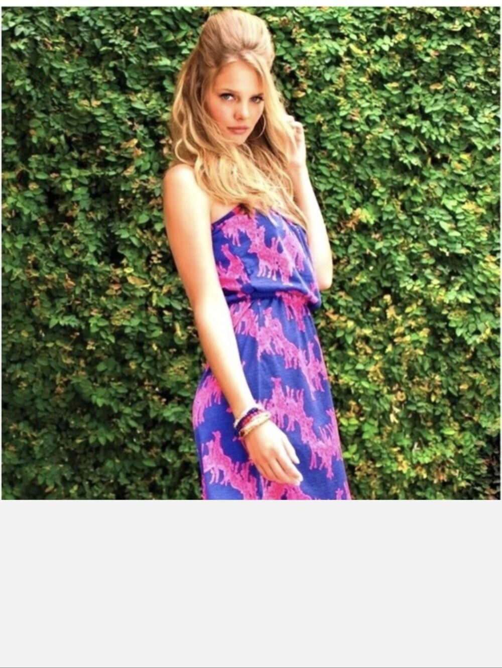 Lilly Pulitzer Strapless Navy Dress with Pink Print